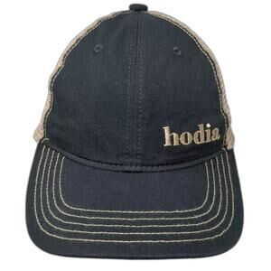 District Trucker Hat Black Beige OS Snapback Embroidered Hodia Mesh Back Cap